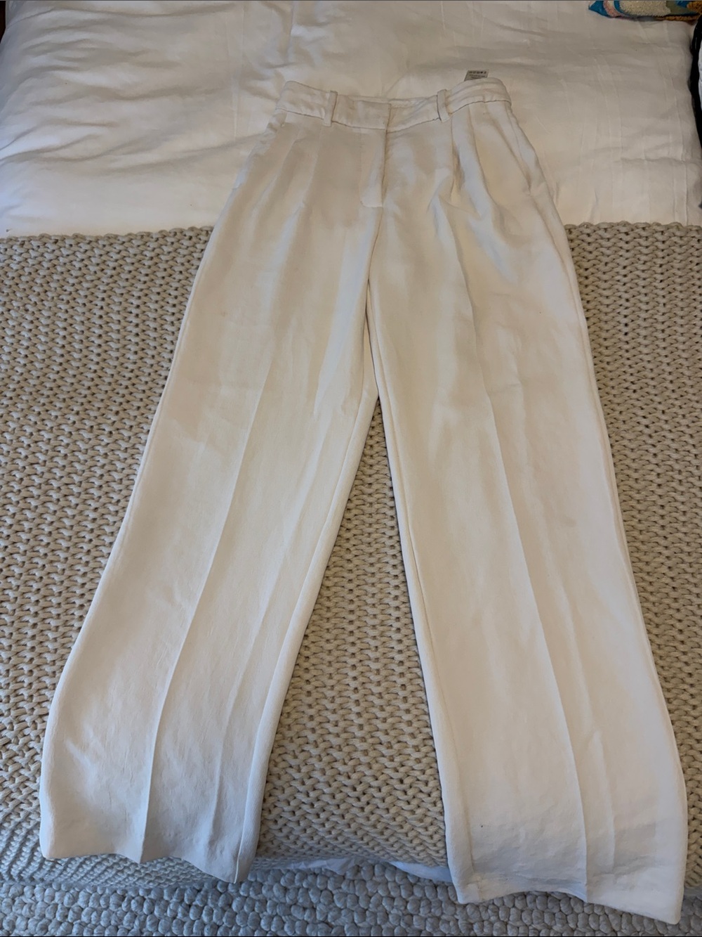 Aritzia Cream Wide-Leg Trousers